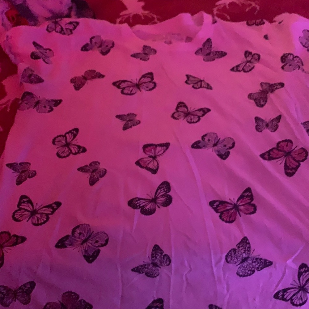 white butterfly t shirt simply just not my style but very comfortable and girly.
